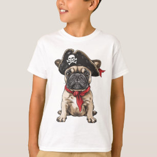 Pirate Franse Bulldog Skull Crossbones T-shirt