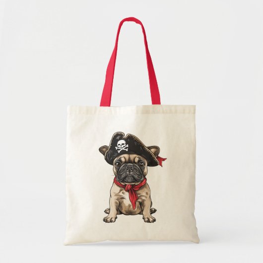 Pirate Franse Bulldog Skull Crossbones Tote Bag (Voorkant)