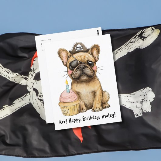 Pirate Franse Bulldog Verjaardagsfeest Briefkaart