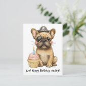 Pirate Franse Bulldog Verjaardagsfeest Briefkaart (Staand voorkant)