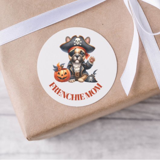 Pirate French Bulldog Halloween Frenchie Mom Ronde Sticker