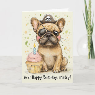 Pirate French Bulldog verjaardagsfeest Kaart