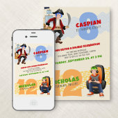 Pirate Gamer Joint Dubbele Verjaardag Uitnodiging