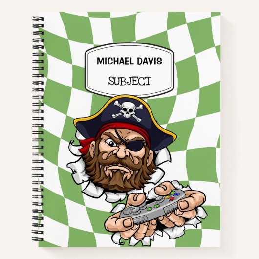 Pirate gamer met videospelcontroller notitieboek (Voorkant)