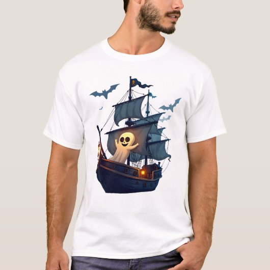 Pirate Geest Schip � Eng Halloween T-shirt (Voorkant)