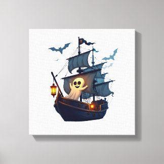 Pirate Geest Schip � Eng Halloween T-shirt Canvas Afdruk