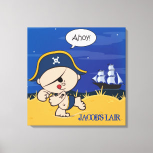 Pirate gepersonaliseerde jongens kamer Canvas kuns