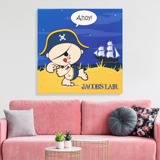 Pirate gepersonaliseerde jongens kamer Canvas kuns (Insitu (Woonkamer))