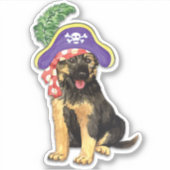 Pirate German Shepherd Vinyl Sticker (Voorkant)