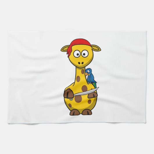 Pirate Giraffe Cartoon Theedoek (Horizontaal)