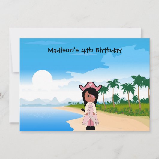 Pirate girl Birthday Invitations Kaart (Voorkant)