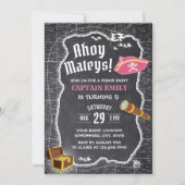 Pirate Girl Birthday Party Chalkboard Map Kaart (Voorkant)