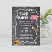 Pirate Girl Birthday Party Chalkboard Map Kaart (Staand voorkant)