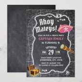 Pirate Girl Birthday Party Chalkboard Map Kaart (Voorkant / Achterkant)