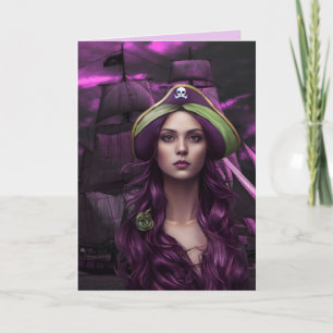 PIRATE GIRL BIRTHDAY Wenskaart Kaart