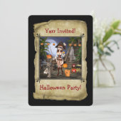Pirate Girl Halloween Party Card Uitnodiging (Staand voorkant)