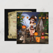Pirate Girl Halloween Party Square Invitation Kaart (Voorkant / Achterkant)