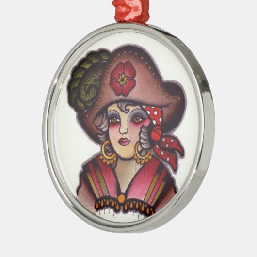 Pirate girl metalen ornament (Links)