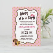 Pirate Girl Pink & Gold Adventure Map Baby shower Kaart (Staand voorkant)