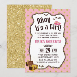 Pirate Girl Pink & Gold Adventure Map Baby shower Kaart