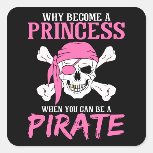 Pirate Girl Pirate Gift Girl Vierkante Sticker (Voorkant)