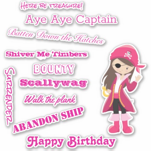 Pirate Girl slogan Sticker (Voorkant)