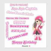 Pirate Girl slogan Sticker (Vel)