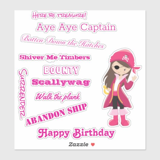 Pirate Girl slogan Sticker (Vel)