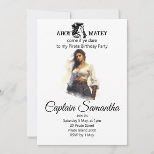 Pirate Girl thema uitnodiging