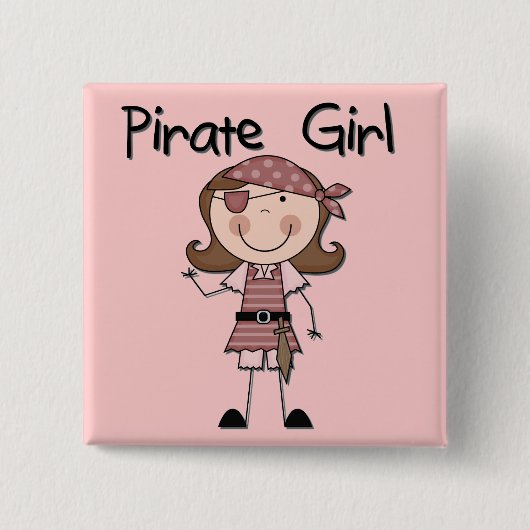 Pirate Girl Tshirts en Gifts Vierkante Button 5,1 Cm (Voorkant)