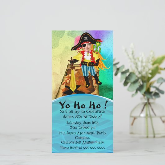 Pirate girl-uitnodiging (Staand voorkant)