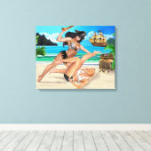 PIRATE GIRLS-VANGST CANVAS AFDRUK (Insitu (Houten vloer))
