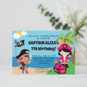 Pirate Girls verjaardagsfeestje Kaart (Staand voorkant)