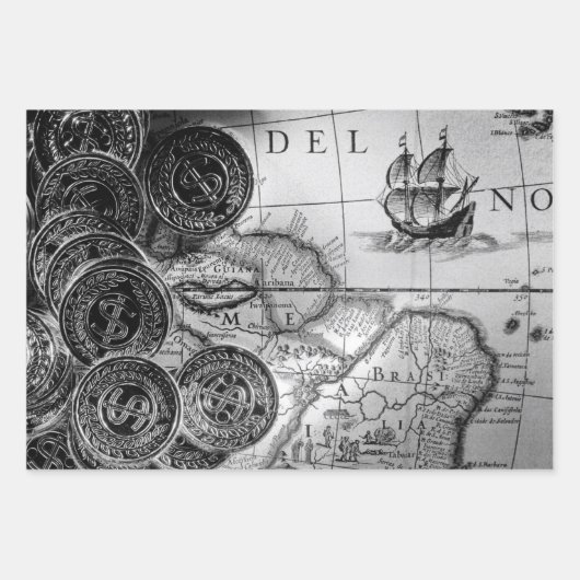 Pirate Gold Treasure Map Inpakpapier Vel (Voorkant 2)