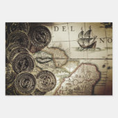 Pirate Gold Treasure Map Inpakpapier Vel (Voorkant 3)