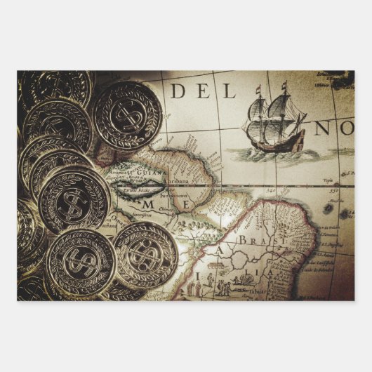 Pirate Gold Treasure Map Inpakpapier Vel (Voorkant 3)