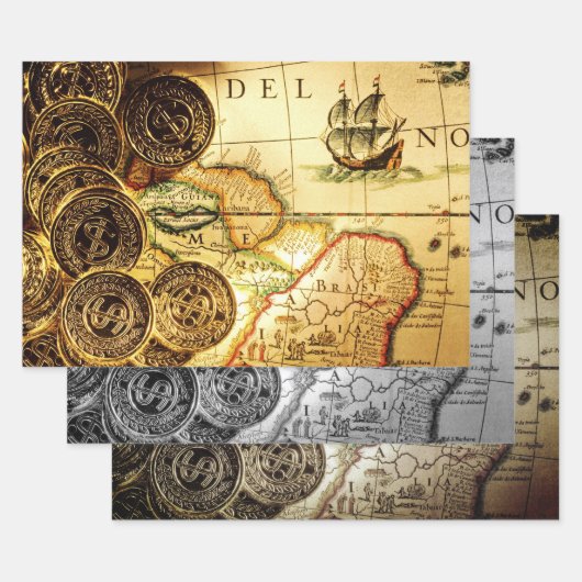 Pirate Gold Treasure Map Inpakpapier Vel (Set)