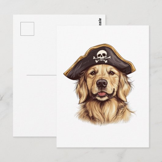 Pirate Golden Retriever Hond Schedel Briefkaart (Voorkant / Achterkant)