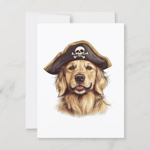 Pirate Golden Retriever Hond Schedel Briefkaart