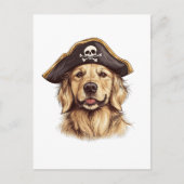 Pirate Golden Retriever Hond Schedel Briefkaart (Voorkant)