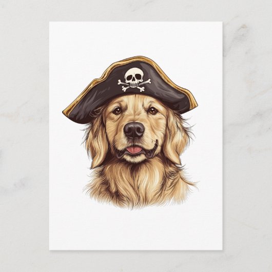 Pirate Golden Retriever Hond Schedel Briefkaart (Voorkant)