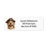 Pirate Golden Retriever Hond Schedel Etiket (Voorkant)