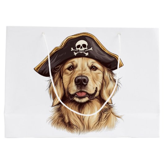 Pirate Golden Retriever Hond Schedel Groot Cadeauzakje (Achterkant)