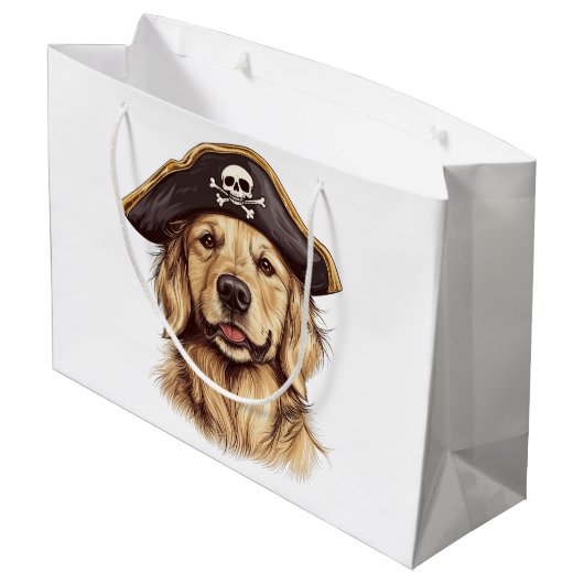 Pirate Golden Retriever Hond Schedel Groot Cadeauzakje (Achterkant Gekanteld)