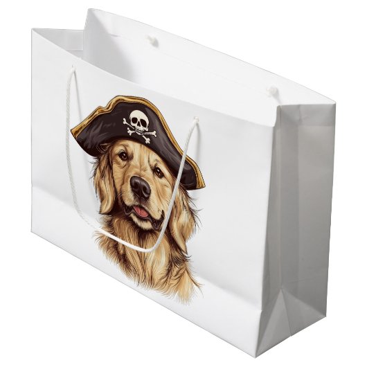 Pirate Golden Retriever Hond Schedel Groot Cadeauzakje (Voorkant Gekanteld)