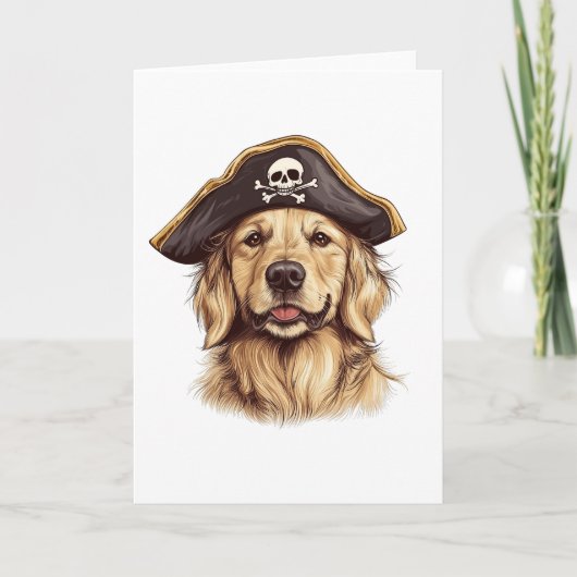 Pirate Golden Retriever Hond Schedel Kaart (Voorkant)