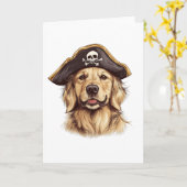 Pirate Golden Retriever Hond Schedel Kaart (Gele Bloem)