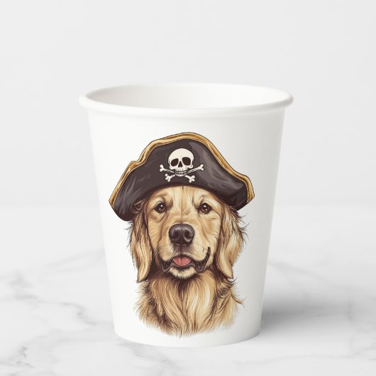 Pirate Golden Retriever Hond Schedel Papieren Bekers (Voorkant)