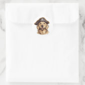 Pirate Golden Retriever Hond Schedel Ronde Sticker (Tas)