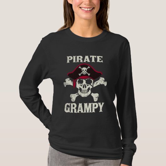 Pirate Grampy Skeleton Captain Funny Skull Pirate T-shirt (Voorkant)
